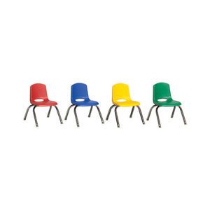 ECR4Kids 12" Stack Chair with Chrome Legs Standard Glides 6 PC Assorted