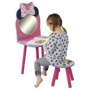 Minnie Mouse Dressing Vanity Table Mirror and Chair Stool Disney Girls Furniture