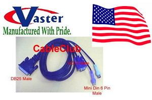 DB25 Male KVM Cable Set High Resolution Super VGA Monitor Video Cable 10 Ft