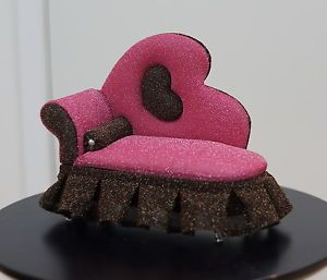Pink Sofa Chair Jewelry Rings Box Case Barbie Blythe Doll's House Furniture