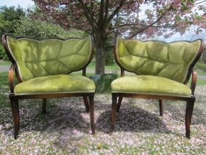 Art Deco Art Nouveau Asymmetrical Leaf Chairs Mohair Club Chairs