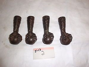 Set of 4 Antique Eagle Claw Brass Legs Table Chair Stool Piano