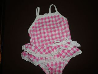 Once Worn Circo Baby Girl's Swim Suit Pink Checked w Ruffles Size 9 Mos