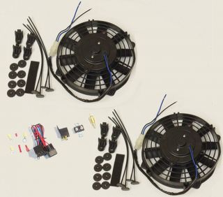 Dual 8'' Heavy Duty Straight Blade Electric Radiator Cooling Fans Thermotat Kit