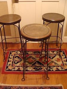 Vintage Copper Chair Bar Stools Set of Three