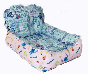 Blue Pink Puppy Doggie Cat Dog Bed Mat House Soft Grid Lilo Stitch Chair LL02