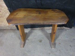 Unusual Solid Pine Small 2 Seat Rustic Dining Table Slice of Wood Top Chairs