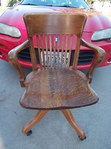 1940's Solid Mission Oak Arts Crafts Desk Office Chair Retro Mid Century Pick Up