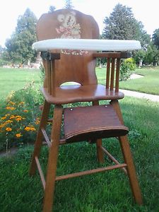 Antique Vintage Retro Old Storkline Baby Child Infant Wooden High Chair Seat