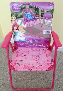 NIP Disney Princess Patio Chair Pink Folding Beach Cinderella Ariel Rapunzel New