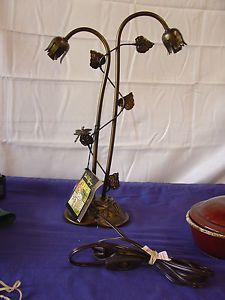 Dale Tiffany Lamp Item No 770 1005 Dragonfly Lilly Pad Rose Antique Metal Brass