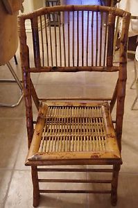Vintage Mid Century Rattan Bamboo Folding Chair
