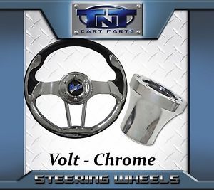 Golf Cart Steering Wheel Kit Chrome Volt w Hub Adapter Yamaha Drive
