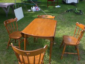 Maple Drop Leaf Table with 4 Chairs and Hutch