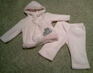 Infant Baby Girl 2 PC Pink Fleece Outfit 3 6 Months