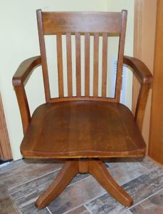 Swivel and Rocking Office Desk Chair Antique Solid Oak