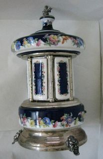 Italian Capodimonte Porcelain Reuge Carousel Music Box Cigarette Holder 1960'S