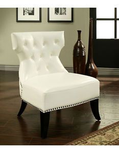 New Off White Bonded Leather Transitional Modern Club Living Room Chair