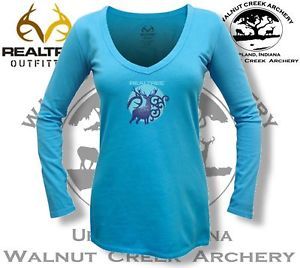 Realtree Girl V Neck Long Sleeve Shirt RG170TEAL