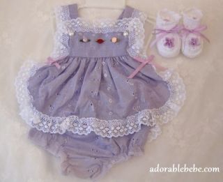 Baby Reborn Doll Purple Pinafore Set Plus Crochet Booties