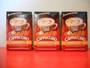 9 Hills Bros Cappuccino Mocha Pumpkin Pie Drink Mix New Fresh 3 Boxes