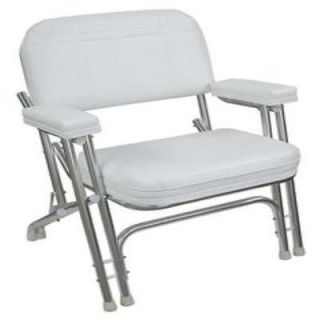 Folding Chair Wise Marlin Logo Deck w Aluminum Frame White Beach Camping Outdoo