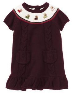 Gymboree Girl Pups and Kisses Yorkie Sweater Dress Plum 2T