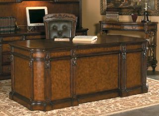Ambella Home Furniture Weston Hand Tooled Leather Top Home Office Executive Desk