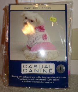 NIP Casual Canine Baby Doll Dress Garden Party Pink Polka Dots Ruffle Roses L