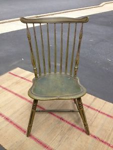Great Lancaster County PA Green Painted Decorated Fan Back Windsor Chair 1800'S