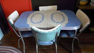 Vintage Formica Table Chairs Blue Cracked Ice Unique Design