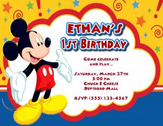 10 Mickey Mouse Birthday Party Invitations or Thank You Cards w Envelopes