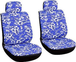 6 Piece Hawaiian Blue Front Car Seat Cover Set Bucket Chairs 