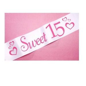 Sweet 15 Quince Sash White and Pink 15th Birthday Party Supplies Darice New