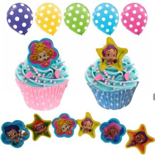 24 Bubble Guppies Cupcake Favor Rings 20 Assorted Dot Latex Party Balloons
