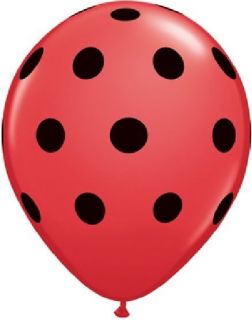 Polka Dots Red and Black Dotted 6 11" Latex Helium Party Balloons Ladybug
