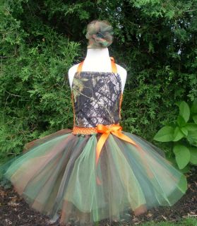 Mossy Oak Orange Tutu Dress Pageant Flower Girl Birthday Camo Wedding