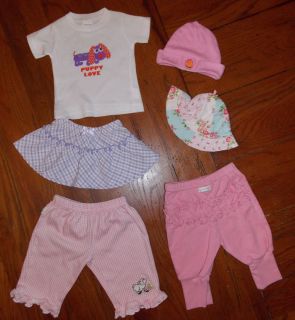 B Lot of 6 Pieces Baby Newborn Girl Clothes NB Clothing Pants Skirt Hats