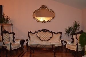 Cellini Victorian Style White Sofa Love Seat Arm Chair Mirror 3 Tables