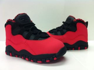 310808 605 Nike Air Jordan Retro x 10 Fusion Red Black Toddlers Sz 2c 10c US TD