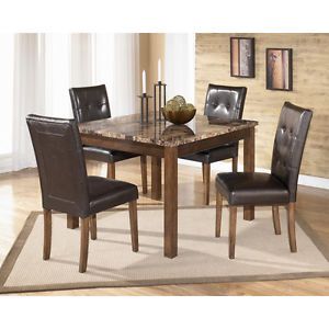 Ashley New Brown Upholstered Square Table 4 Chairs 