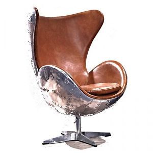 Amazing Leather Jump Seat Chair Old Vintage Cigar Brown Office Desk Aluminum