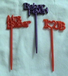 Justin Bieber Words Puffy Party Cupcake Picks Cake Decorating Qty 12