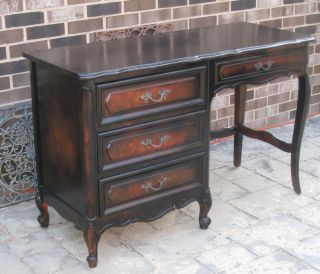 Hand Painted French Provincial Secretary Desk All Wood