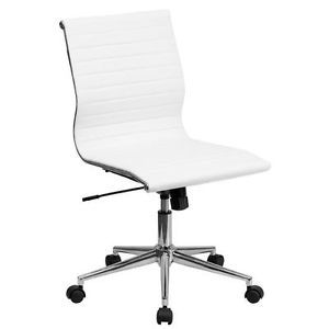 Best Modern Mid Back White Leather Office Desk Chair Comfort Padded Swivel Task