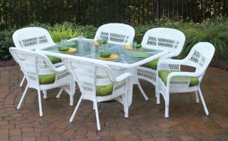 Tortuga Outdoor 13pc White Portside Wicker Outdoor Patio Dining Table Set