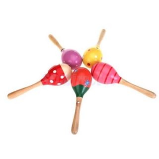 Wooden Maraca Rattles Kid Music Party Favor Baby Shaker Toy Musical Instrument