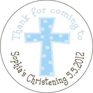 12 Boy Personalized Favor Stickers Personalized Baptism Christening Cross