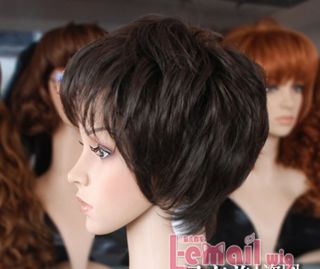 23cm Short Natural Black Fashion Small Roll Women Party Lady Hair Wigs XFS14B