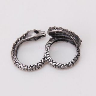 Punk Snake Knuckle Double Two Finger Connector Ring Party Jewelry
